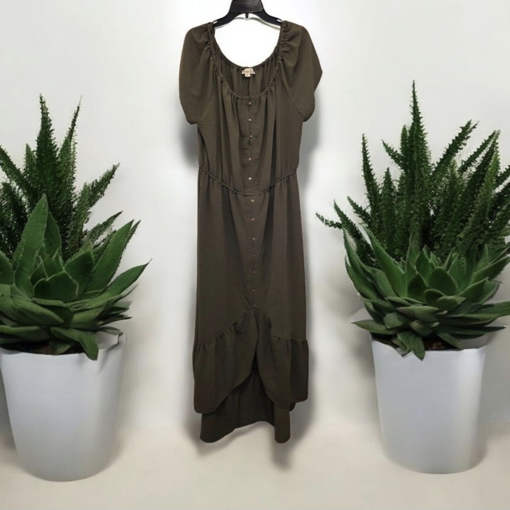 Indigo Rose Olive Green Women's Dress Size 3X